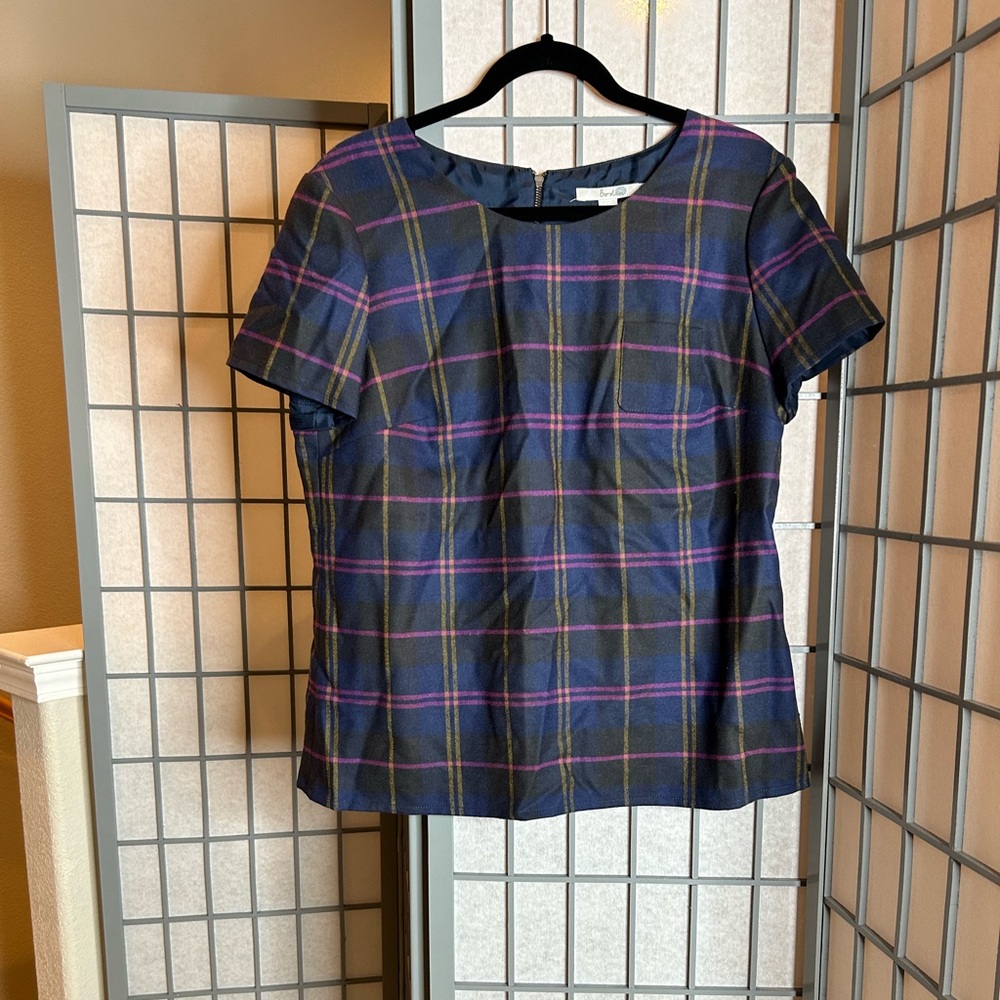 Boden Blue and Pink Plaid Blouse